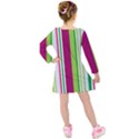 Beautiful Multi Colored Bright Stripes Pattern Wallpaper Background Kids  Long Sleeve Velvet Dress View2