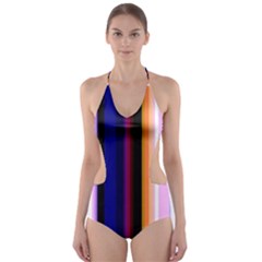 Fun Striped Background Design Pattern Cut-out One Piece Swimsuit by Amaryn4rt