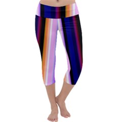 Fun Striped Background Design Pattern Capri Yoga Leggings by Amaryn4rt