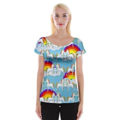 Rainbow pony  Women s Cap Sleeve Top