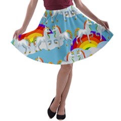 Rainbow pony  A-line Skater Skirt