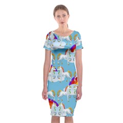Rainbow pony  Classic Short Sleeve Midi Dress