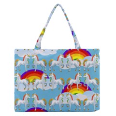 Rainbow pony  Medium Zipper Tote Bag