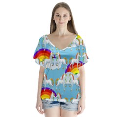 Rainbow pony  Flutter Sleeve Top