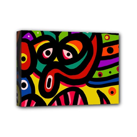 A Seamless Crazy Face Doodle Pattern Mini Canvas 7  x 5 