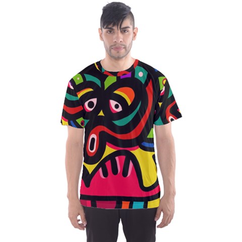 A Seamless Crazy Face Doodle Pattern Men s Sport Mesh Tee by Amaryn4rt