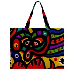 A Seamless Crazy Face Doodle Pattern Zipper Mini Tote Bag