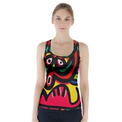 A Seamless Crazy Face Doodle Pattern Racer Back Sports Top