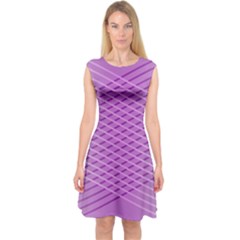 Abstract Lines Background Capsleeve Midi Dress