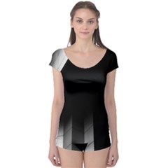 Wall White Black Abstract Boyleg Leotard 