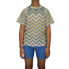 Abstract Vintage Lines Kids  Short Sleeve Swimwear