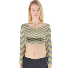 Abstract Vintage Lines Long Sleeve Crop Top
