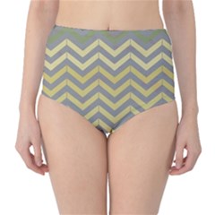 Abstract Vintage Lines High-Waist Bikini Bottoms