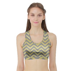 Abstract Vintage Lines Sports Bra with Border