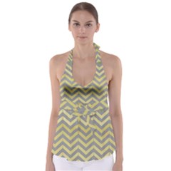 Abstract Vintage Lines Babydoll Tankini Top