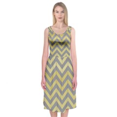 Abstract Vintage Lines Midi Sleeveless Dress