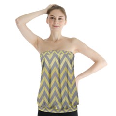 Abstract Vintage Lines Strapless Top