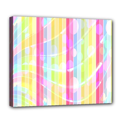 Colorful Abstract Stripes Circles And Waves Wallpaper Background Deluxe Canvas 24  X 20   by Amaryn4rt