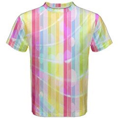 Colorful Abstract Stripes Circles And Waves Wallpaper Background Men s Cotton Tee by Amaryn4rt