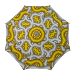 Fractal Background With Golden And Silver Pipes Golf Umbrellas by Amaryn4rt