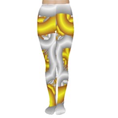 Fractal Background With Golden And Silver Pipes Women s Tights by Amaryn4rt