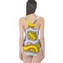 Fractal Background With Golden And Silver Pipes One Piece Swimsuit View2