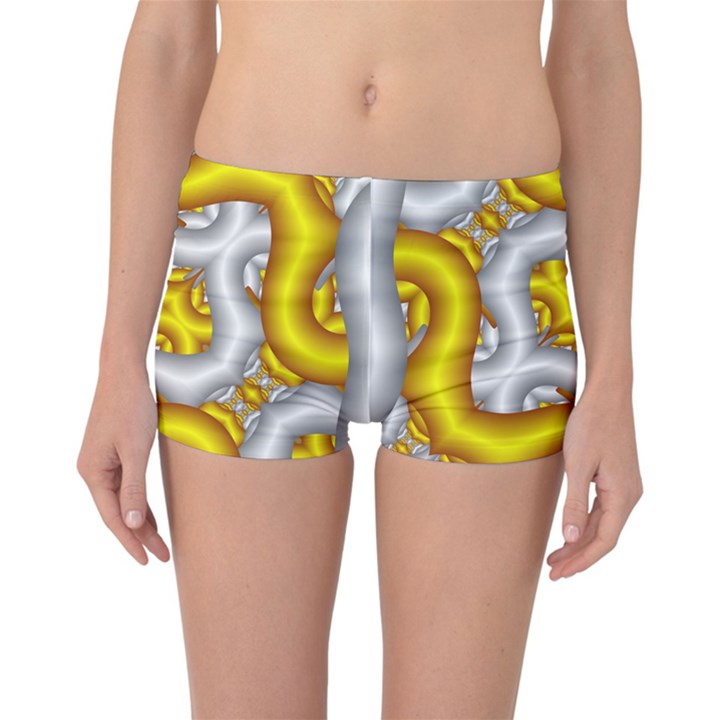 Fractal Background With Golden And Silver Pipes Reversible Bikini Bottoms