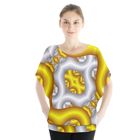 Fractal Background With Golden And Silver Pipes Blouse by Amaryn4rt