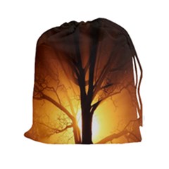 Rays Of Light Tree In Fog At Night Drawstring Pouches (XXL)