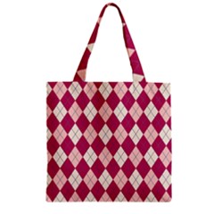 Plaid Pattern Zipper Grocery Tote Bag by Valentinaart