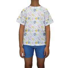 Vintage Spring Flower Pattern  Kids  Short Sleeve Swimwear by TastefulDesigns