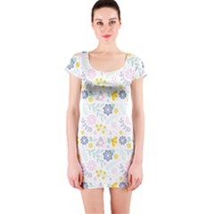 Vintage Spring Flower Pattern  Short Sleeve Bodycon Dress by TastefulDesigns