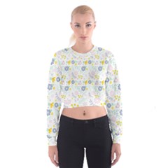 Vintage Spring Flower Pattern  Women s Cropped Sweatshirt