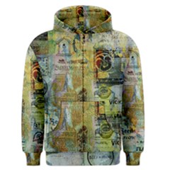 Old Newspaper And Gold Acryl Painting Collage Men s Zipper Hoodie by EDDArt