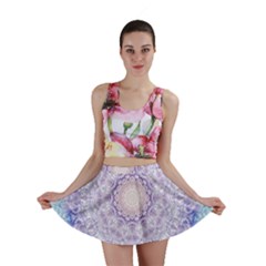 India Mehndi Style Mandala   Cyan Lilac Mini Skirt by EDDArt