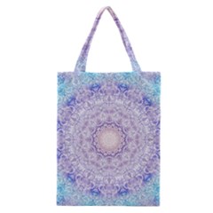 India Mehndi Style Mandala   Cyan Lilac Classic Tote Bag by EDDArt