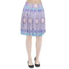 India Mehndi Style Mandala   Cyan Lilac Pleated Skirt by EDDArt