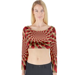 Fractal Red Petal Spiral Long Sleeve Crop Top