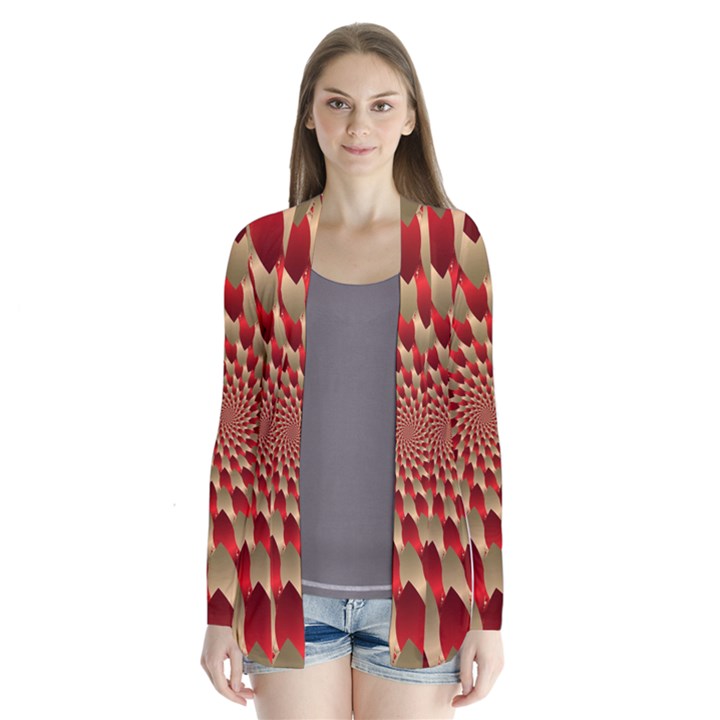 Fractal Red Petal Spiral Cardigans