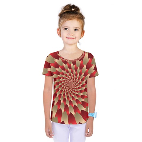 Fractal Red Petal Spiral Kids  One Piece Tee by Amaryn4rt