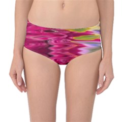 Abstract Pink Colorful Water Background Mid-waist Bikini Bottoms