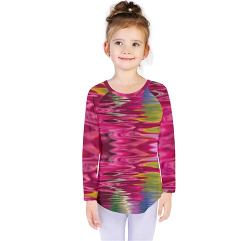 Abstract Pink Colorful Water Background Kids  Long Sleeve Tee by Amaryn4rt