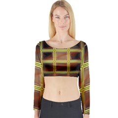 Drawing Of A Color Fractal Window Long Sleeve Crop Top by Amaryn4rt