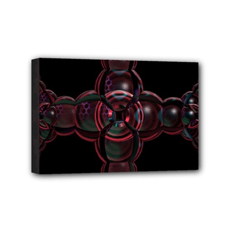 Fractal Red Cross On Black Background Mini Canvas 6  X 4  by Amaryn4rt