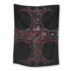 Fractal Red Cross On Black Background Medium Tapestry by Amaryn4rt