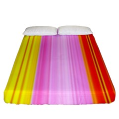 Multi Colored Bright Stripes Striped Background Wallpaper Fitted Sheet (king Size) by Amaryn4rt