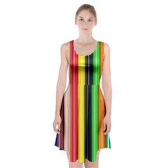 Colorful Striped Background Wallpaper Pattern Racerback Midi Dress