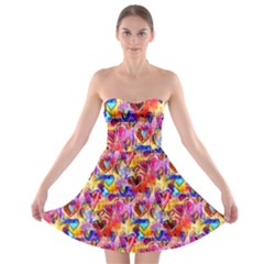 Spring Hearts Bohemian Artwork Strapless Bra Top Dress by KirstenStar