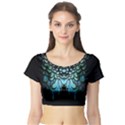 blue and green feather collier Short Sleeve Crop Top (Tight Fit) View1
