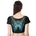 blue and green feather collier Short Sleeve Crop Top (Tight Fit) View2